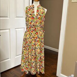 Evan Picone Black Label Multicolor Floral Dress with Pockets Size Medium